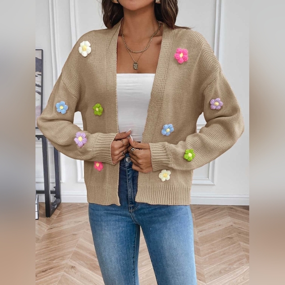 Ethnic Floral Spring Long Sleeve Side Split Casual Outerwear Retro Long Cardigan Jacket main image 1